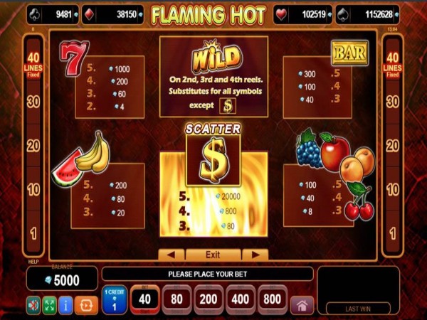 flaming hot slot machine free play