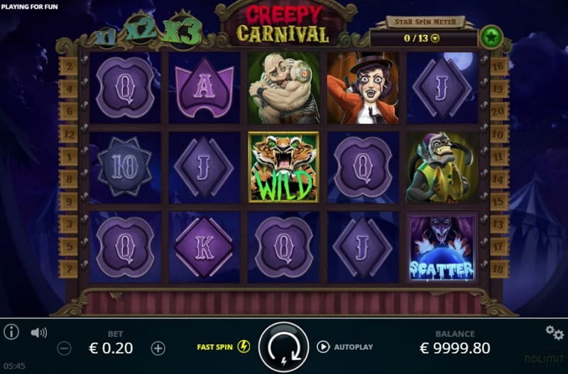 the creepy carnival slot gameplay